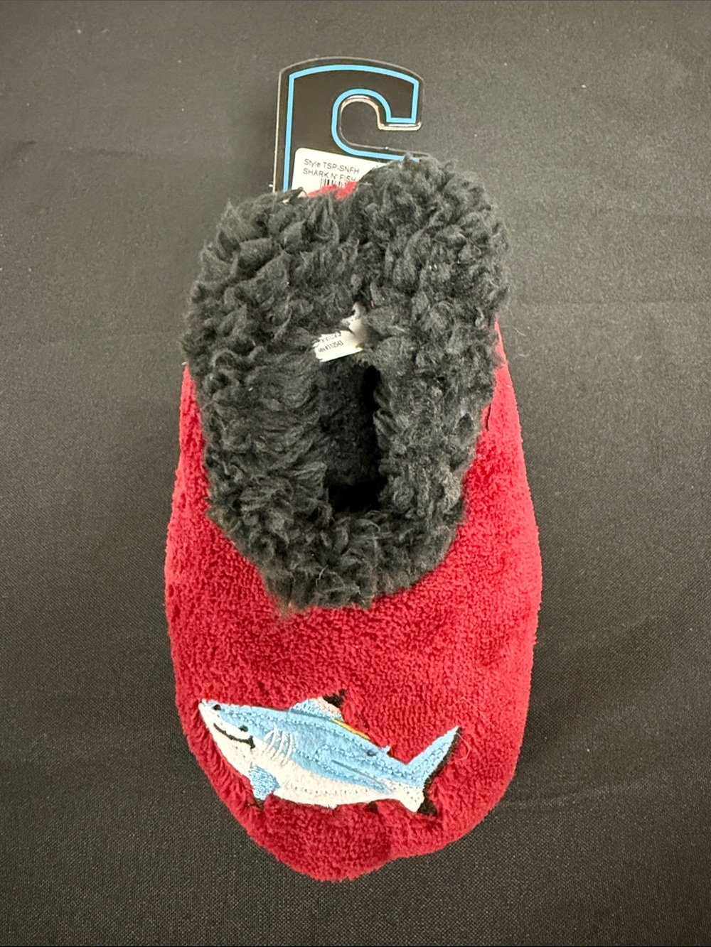 Snoozies! Toddlers' Red Fuzzy Slippers with Black Lining - Size 9/10 - Picture 4 of 5